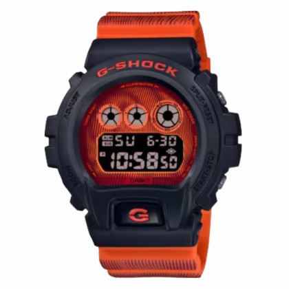 Casio G-Shock Time Distortion Series DW-6900TD-4 Fluorescent Red Resin Band Men Sport Watch